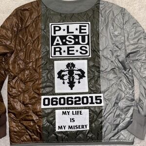 Pleasures Now Misery Paneled Quilted Jacket XL‎ Ripstop Streetwear Urban Grunge